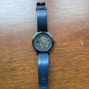 Custom Black Men's Skeleton Watch (EONIQ Pinot Blanc)